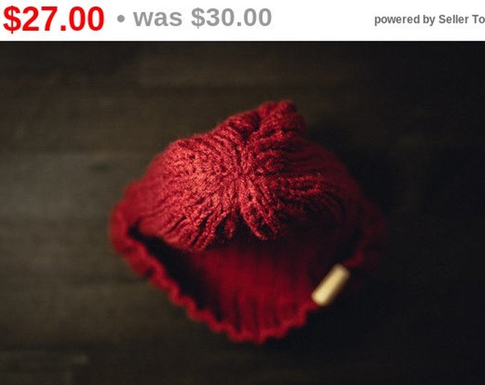 Knitted Sailor Beanie/ Knit Hat/Red Knit Beanie/Jacques Cousteau Hat/Seaman's Cap