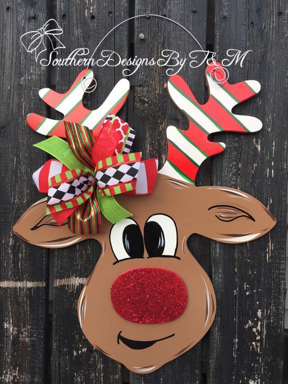 Rudolph door hanger Christmas door hanger wooden door hanger