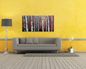 Abstract Tree Painting, Original Birch Tree Painting, Textured Birch Tree Painting, Abstract Birch Trees, Acrylic Painting, Tree Painting