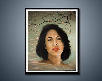 Selena Quintanilla, Art Print, Portrait Art, Tejano Music, Pop Music, Surrealism, American Icon, Jazz, RnB Art, Latino Art