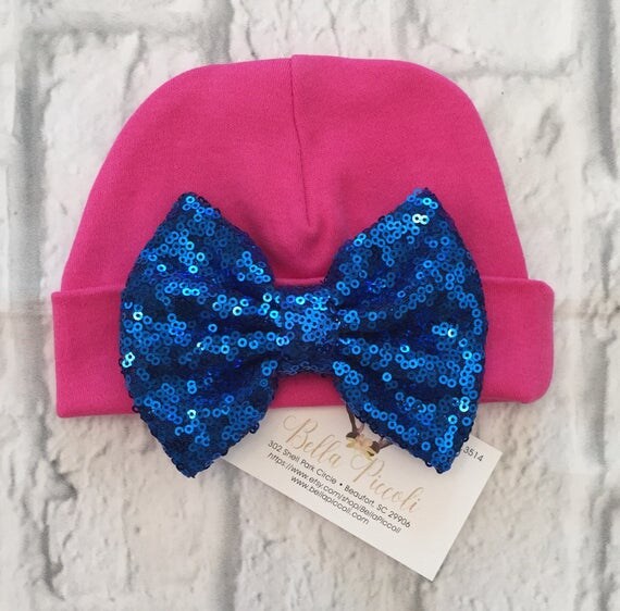 Newborn Hats Sequin Bow Newborn Hats Newborn Girl Hats