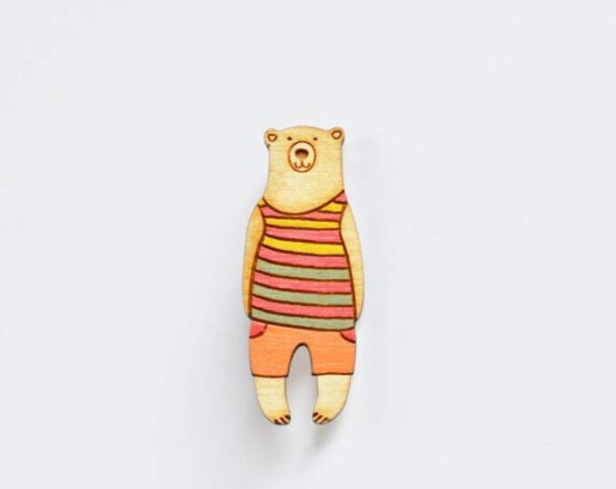 Teddy Bear // Wooden brooch is covered with ECO paint // Laser Cut // 2015 Best Trends // Fresh Gifts // Swag Style