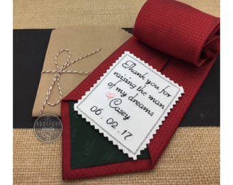 Wedding Tie Patch Father of Groom-Heart Tie Patch-Coat/Vest Patch-FIL gift-Embroidered gift-Custom Tie Patch-Father in Law Gift