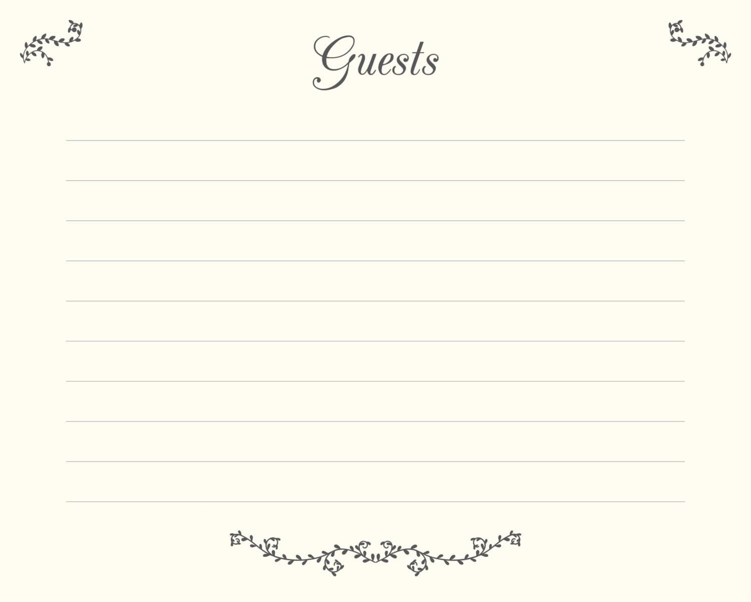 Free Printable Guest Book Page Template