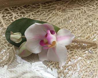 Tropical Wedding Boutineers - Single Orchid