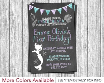 Mermaid Birthday Invitation - Under the Sea Invitations