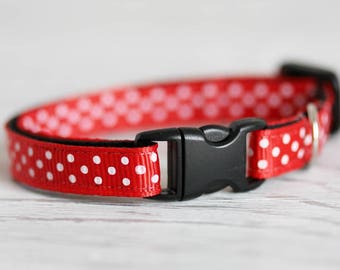Red Cat Collar Buckle Collar Breakaway Buckle Collar Polka Dots Collar Adjustable Cat Collar Cat Accessories Red Collar Cute Collar Cat Gift