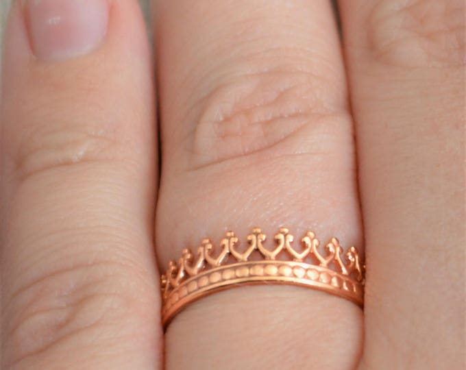 Rose Gold Crown Ring, Princess Ring, Rose Gold Ring, Tiara Ring, Rose Gold Princess Ring, Queen Ring, Princess Crown Ring, Unique Ring