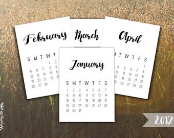 2017 Calendar 3x4 Journal Cards // Pocket Scrapbooking // Instant Download // Printable Calendars For Crafting // Planner Printable