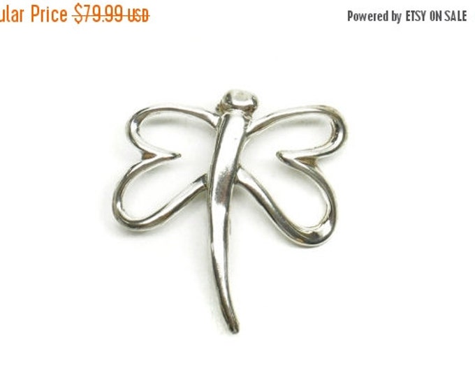 Storewide 25% Off SALE Vintage Sterling Silver Artisan Open Dragonfly Cocktail Brooch Featuring Simplistic Yet Elegant Design