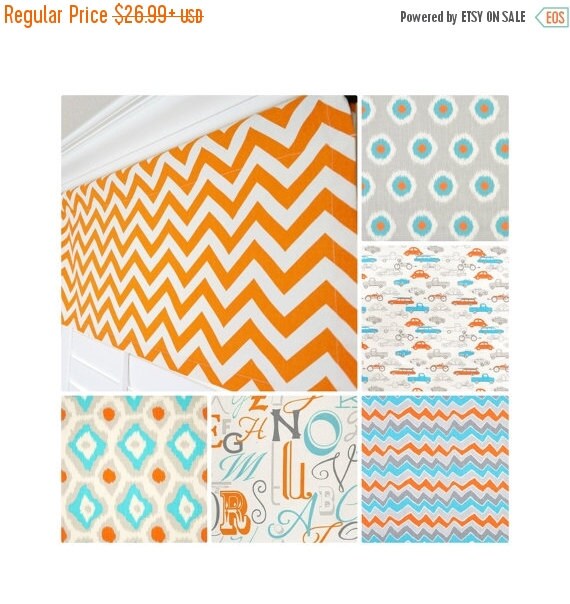 SALE Orange Window Valance.Orange Grey by TheDesignerTouch on Etsy