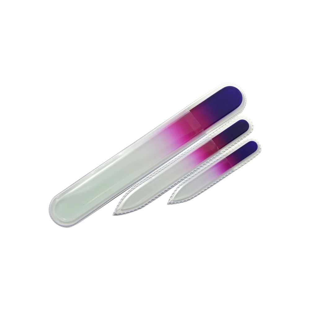 3 Nail Files Czech Etched Crystal Glass Nail File Set