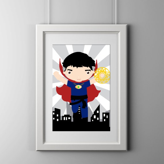 Superhero wall art prints super hero set of 8 HIGH quality