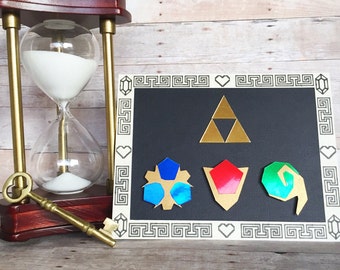 Spiritual Stones Greeting Card / Triforce / Zelda / Link / Ocarina of Time / Epona / hero / nintendo / water / fire / earth / Legend of Zeld