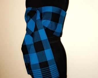 Maasai Blanket - maasai Shukas (Blue Buffalo Plaid)