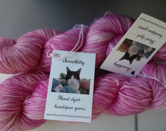 Handdyed yarn singles merino Siamese cat base pastel pink