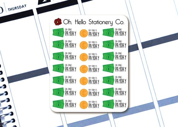 Yay It's Payday Money Stickers Planner Stickers for