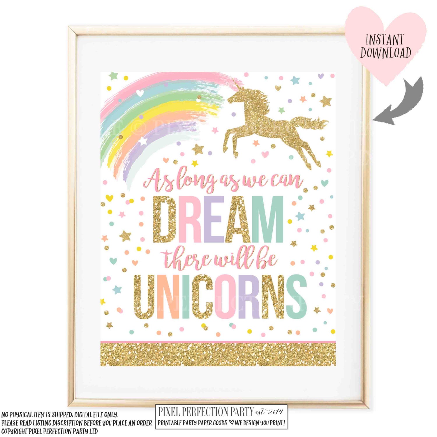 Unicorn Wall Quote Unicorn Party Sign As Long As You Can Dream