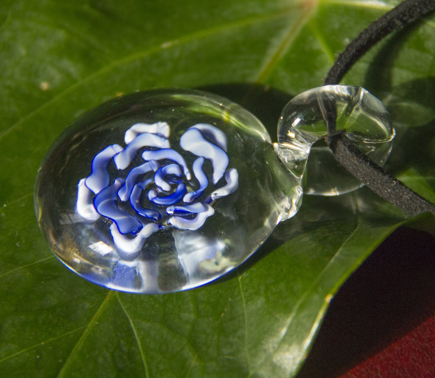 Glass Pendant Glass Blown Pendant Glass Flower by BourgeoisGlass