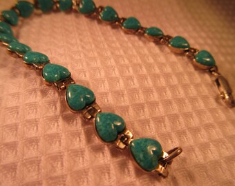 Tribal Sterling Silver Turquoise Heart Bracelet