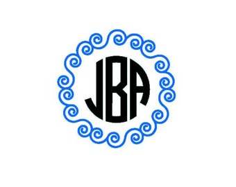 Swirly Circle Monogram Decal / Monogram sticker /laptop monogram / bottle monogram / car monogram / personalized monogram / car decal