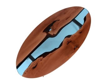 Modern Coffee table - Live edge coffee table with blue resin - River coffee table