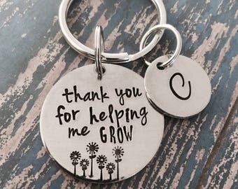 Thank you for helping me grow Key Ring - Teacher Appreciation - Teacher Gift - Keychain - Thank you gift - Appreciation gift -