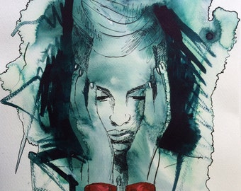 DDLG, erotic art, Original painting, erotic, ink painting, handcuffs, erotic art decor, bdsm art, erotic painting art, wall art, handcuffs