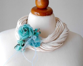 Flower statement necklace Flower necklace rose necklace floral necklace aqua necklace mint necklace Big bold necklace unique necklaces women