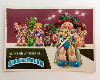 Vintage Garbage Pail Kids And The Winner Is Miss..., 1980's Garbage Pail Kids 5''x7'' Postcard #13, Collectible Trading Cards, Retro 1980's