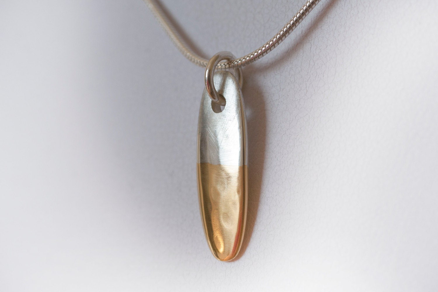 Gold Pendant, Gold Necklace, Gold and Silver Pendant, Dipped Gold