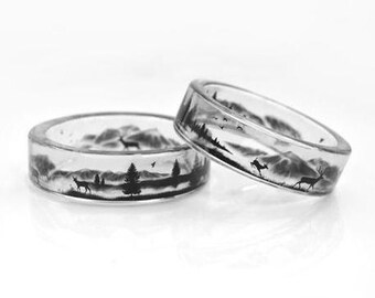 Transparent Handmade DEER Ring, Resin Ring,Beautiful Handmade ring,Resin Ring,Translucent ring,Gothic ring,Black ring, Hyper allergenic ring