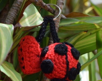 Crochet Lady Lovebug, Ladybug, Ladybird, Lady Beetle with Love Heart, Valentine keychain, Mother's Day Gift.