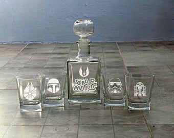 Star Wars Set Whiskey Decanter Groomsmen Gift Wedding Whiskey Glasses Decanter Valentines gift Mens gift Father day Boyfriend Best Man Gift