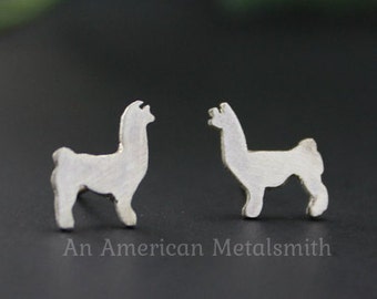 Sterling Silver alpaca earrings, llama earrings, Alpaca Jewelry, Llama Jewelry, Alpaca Stud Earrings, Silver Animal Earrings, Animal Studs