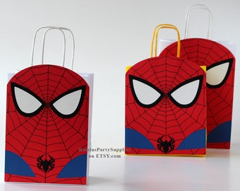 Spiderman party bags Superhero birthday decorations Spiderman goodie bags Super hero party supplies Boy girl first birthday party gift bags