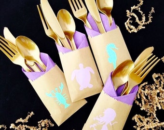 Cutlery Bags - Mermaid Party - Mermaid Birthday - Mermaid Baby - Mermaid Party Favors - Mermaid Baby Shower - Favor Bags - Beach Party - Bag