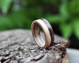 White wooden ring, Wooden Ring, Minimalist Wooden Rings, Wooden Bands, Natural Wedding Ring, 5 year anniversary, Laminated wood veneer rings