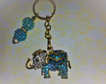 BLUE ELEPHANT KEYCHAIN,Bling Keychain,Blue Rhinestone Elephant,Stocking Stuff,Ladies Accessories,Gifts for Women,Gift for Teen Girls,For Mom