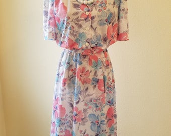 Vintage Dress, vintage D'Allairds dress, vintage clothing, 1980s dress, size 14 dress, vintage summer dress, summer dress, day dress, canada