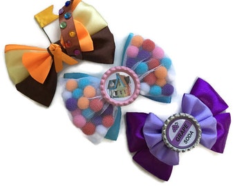 Up Disney Inspired Pixar Up House, Russell, & Grape Soda Hair Bow