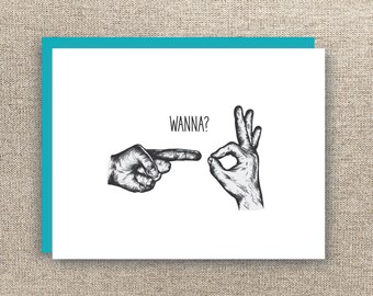 Naughty Valentine's Day Card - Adult Card - Sexy Card - Naughty Card - Husband Card - Wife Card - Boyfriend Card - Hand Gestures Sex Card