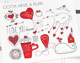 Planner Stickers Valentines Day Deco for Erin Condren, Happy Planner, Filofax, Scrapbooking