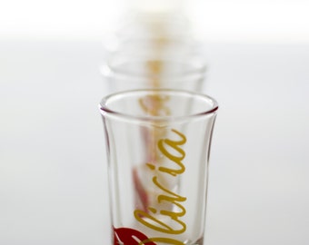 SALE: Personalized Shot Glasses, Christmas shot glass, Bachelor Shot Glass, Personalized, Bridal Party Gift, Bridesmaid, Wedding Favor