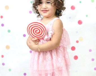 Pink Lace Baby Dress, Flower Girl Dress, Chiffon Lace Dress, Baby Girl Dress for Wedding, Toddler Girl Dress and Headband Set, Pink