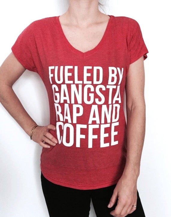 Download fueled by gangsta rap and coffee Triblend Ladies V-neck