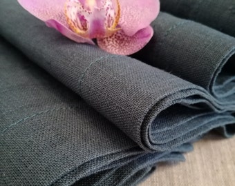 Pure Linen Napkin Set of 6 8 10 12 - Dark Grey Blue Linen Napkins - Denim Napkins - Pure Linen Napkins - Softened Linen Napkins - Easter