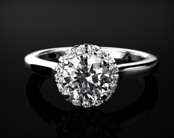 Solid White Gold White Sapphire Engagement Ring White Gold White Sapphire White Gold White Sapphire Ring Diamond Alternative White Gold