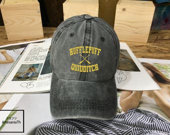 Hufflepuff Quidditch Harry Potter Hogwarts hat Black Blue White - Baseball Cap, Dad Hat Baseball Hat, Low-Profile Baseball Cap Tumblr