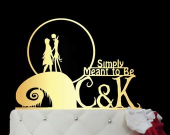 Wedding Cake Topper - jack and sally cake topper-The Nightmare Before Christmas Wedding Cake Topper - Cake Topper jack and sally M1-01 -002
